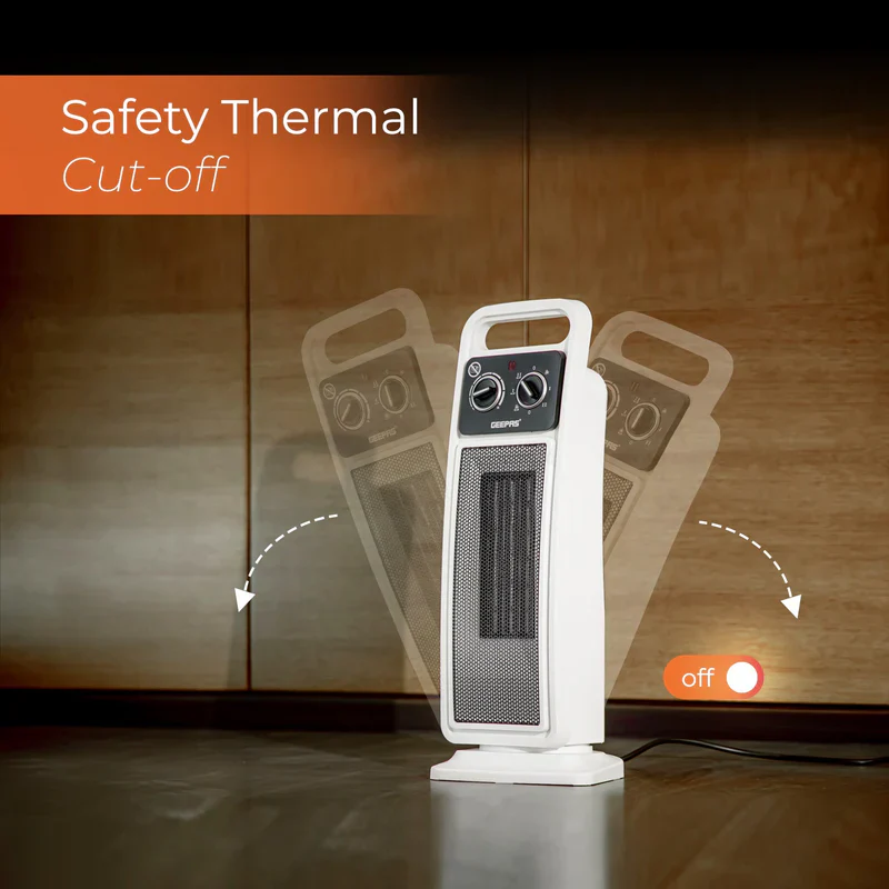Geepas PTC Fan Heater GRH28530 | 2000W Ceramic Heater with Adjustable Thermostat & Safety Tip-Over Switch | Fast Heating | Overheat Protection | 2 Years Warranty - Image 3