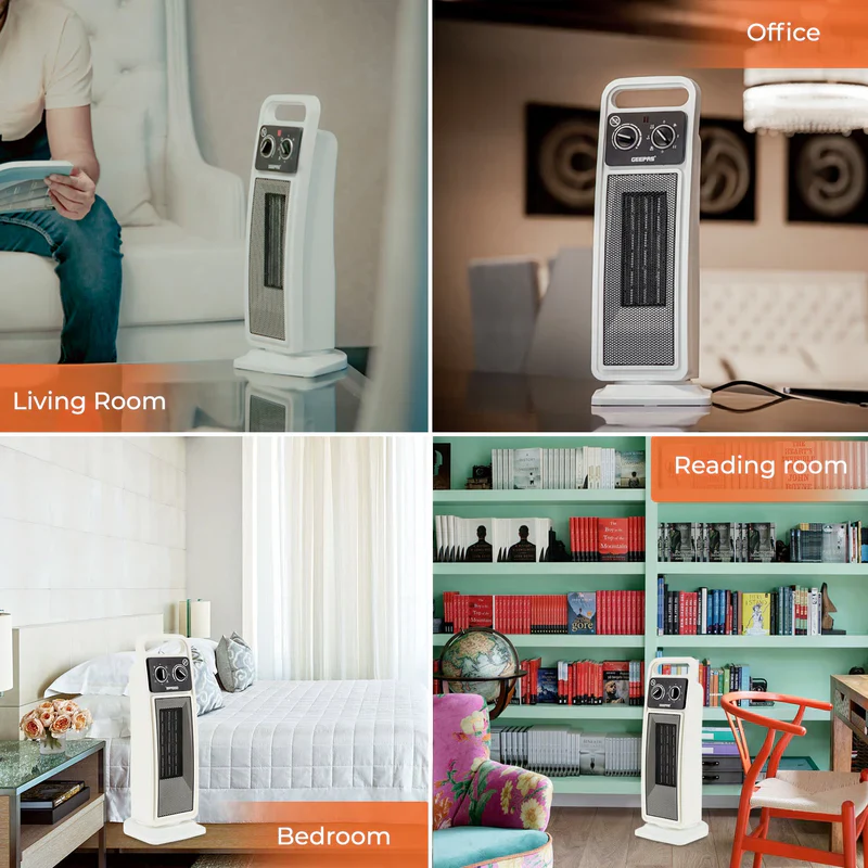 Geepas PTC Fan Heater GRH28530 | 2000W Ceramic Heater with Adjustable Thermostat & Safety Tip-Over Switch | Fast Heating | Overheat Protection | 2 Years Warranty - Image 4