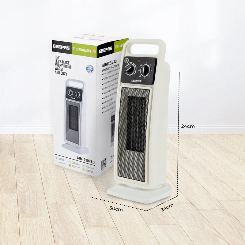 Geepas PTC Fan Heater GRH28530 | 2000W Ceramic Heater with Adjustable Thermostat & Safety Tip-Over Switch | Fast Heating | Overheat Protection | 2 Years Warranty - Image 5