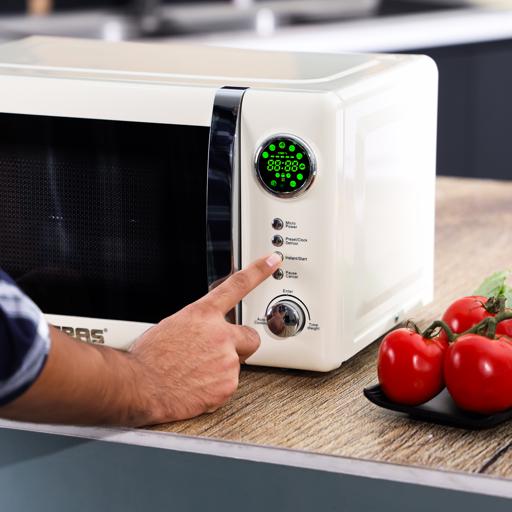 Geepas 20L  Digital Microwave Oven- GMO2025CW  | 700W Power | 12 Quick Start Presets | Defrost Function | Child Lock|  Stylish Retro Design |   Compact & Efficient - Image 5