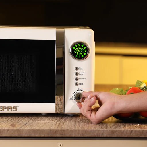 Geepas 20L  Digital Microwave Oven- GMO2025CW  | 700W Power | 12 Quick Start Presets | Defrost Function | Child Lock|  Stylish Retro Design |   Compact & Efficient - Image 6