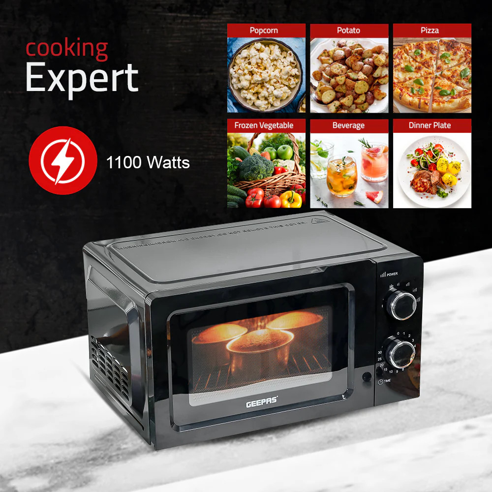 Geepas 20L Microwave Oven GMO1899 | Stylish & Efficient Microwave Oven | Multiple Power Levels| Defrost & Timer Function| Compact Design| Easy Operation | 1 Year Warranty - Image 5