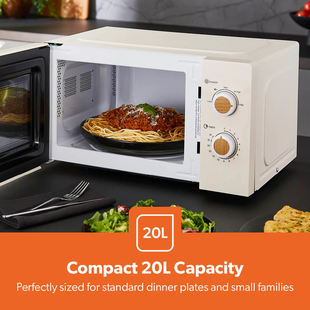 Geepas 20L Microwave Oven GMO34062UK-CR | 700W Output Power | 5 Power Levels| 255mm Glass Turntable| 35-Min Timer| LED Interior Light| Stylish Nordiq Collection Design - Image 3