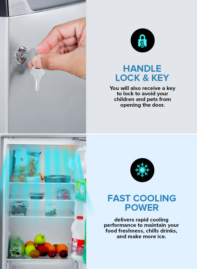 Geepas 240LTR* Double Door Refrigerator - Free Standing Durable Double Door Refrigerator, Fast Cooling & Long-lasting Freshness, Low Noise, Low Energy Consumption, Defrost Refrigerator - Image 6