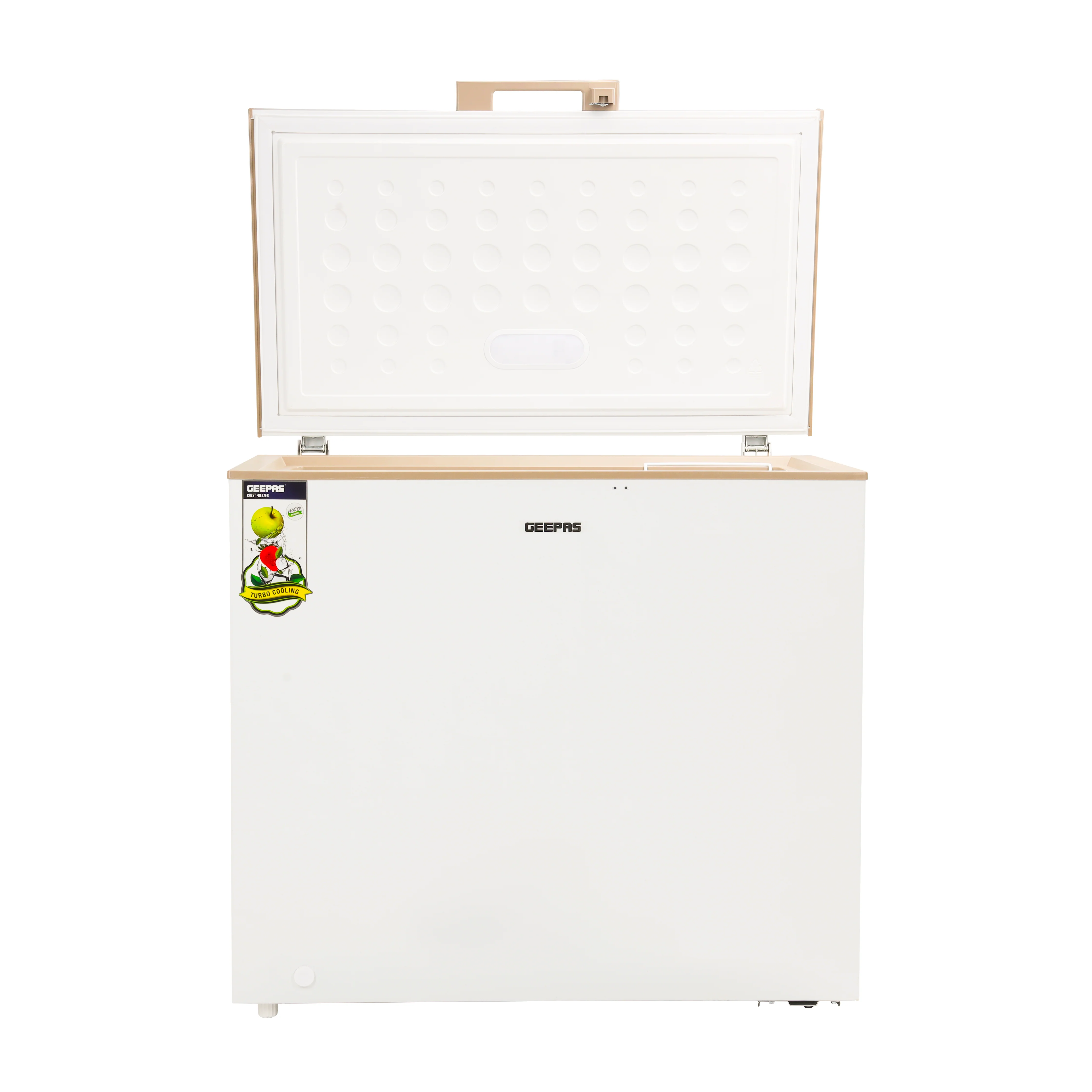 Geepas GCF2506WAH Chest Freezer |  250L  High-Efficiency Deep Freezer | LED Stylish Light | Adjustable Thermostat | Lock & Key | 1 Food Basket | 1 Year Warranty - Image 4