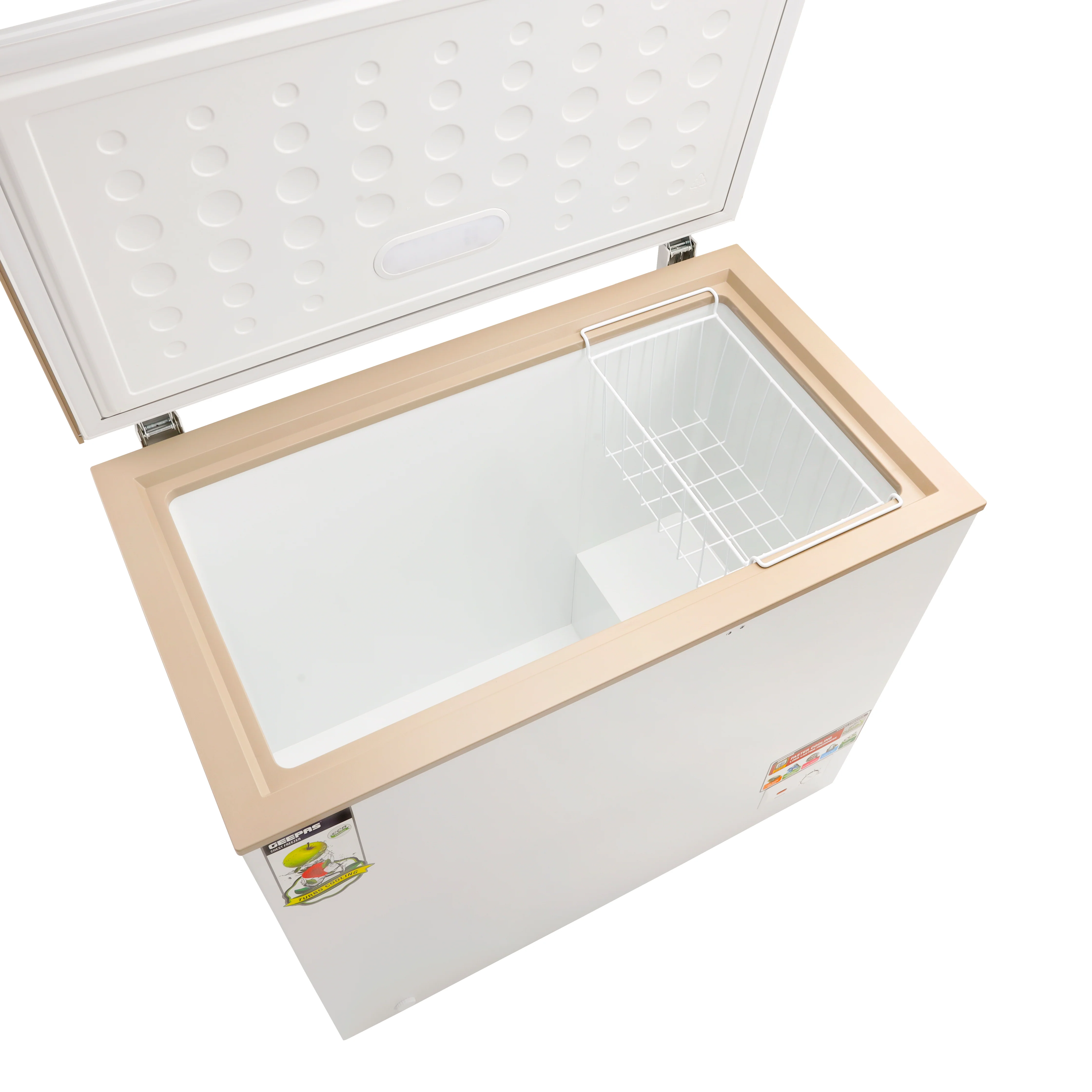 Geepas GCF2506WAH Chest Freezer |  250L  High-Efficiency Deep Freezer | LED Stylish Light | Adjustable Thermostat | Lock & Key | 1 Food Basket | 1 Year Warranty - Image 5