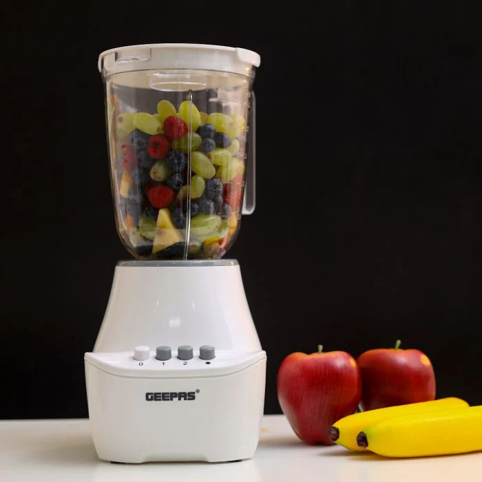 Geepas 3-in-1 Blender- GSB6104N| 400W Powerful Motor| 2 Speed Setting and Pulse| Transparent and Unbreakable Jars with Stainless Steel Blade| 2 Grinder Attachments| White - Image 2
