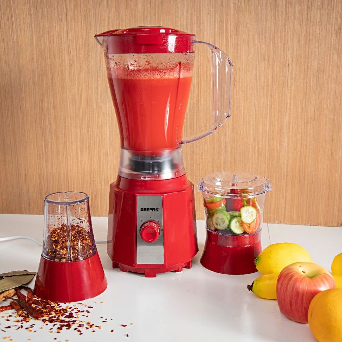 Geepas 3-in-1 Juicer GSB9891 | 1500ml Blender Jar |400W Motor |Stainless Steel Blades | 2 Speed Control with Pulse | Ice Crusher, Chopper, Coffee Grinder & Smoothie Maker - Image 2