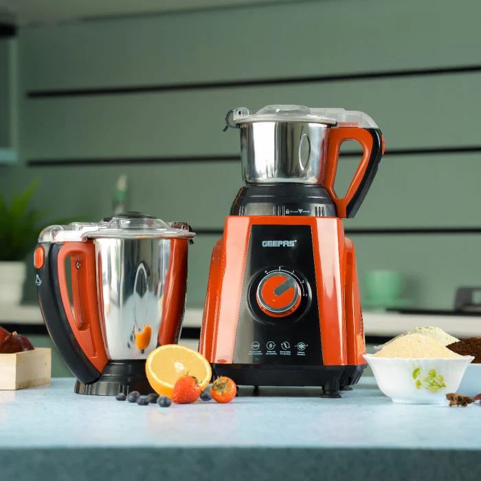 Geepas 3-in-1 Mixer Grinder GSB44040 | 750W Copper Motor, 3 Speed + Pulse Function | 1.5L Blending Jar |  1.5L Grinder Jar & 0.5L Chutney Jar | Wet & Dry Grinding - Image 4
