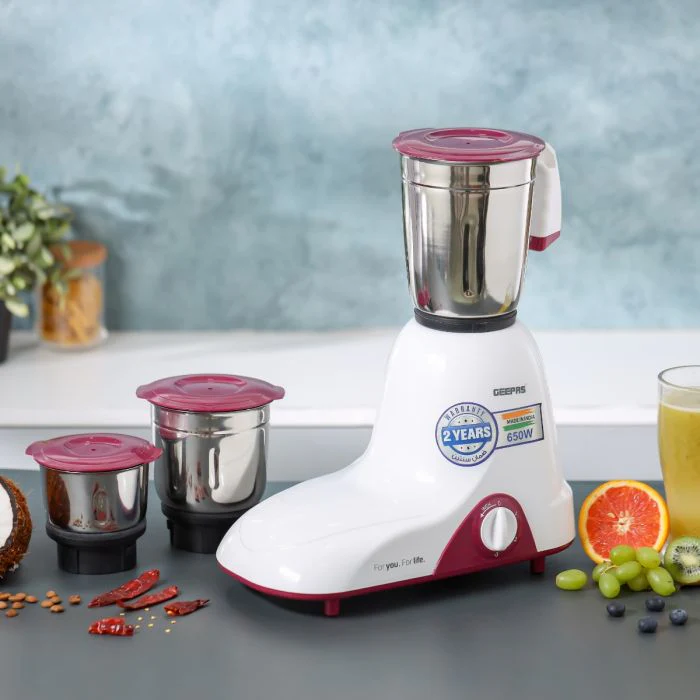 Geepas 3-IN-1 Mixer Grinder- GSB44094| 650W|  Stainless Steel Jars and Blades | Tetra Flow Technology | Overload Protector| 3 Jars| 3 Speed Control|  2 Years Warranty - Image 2