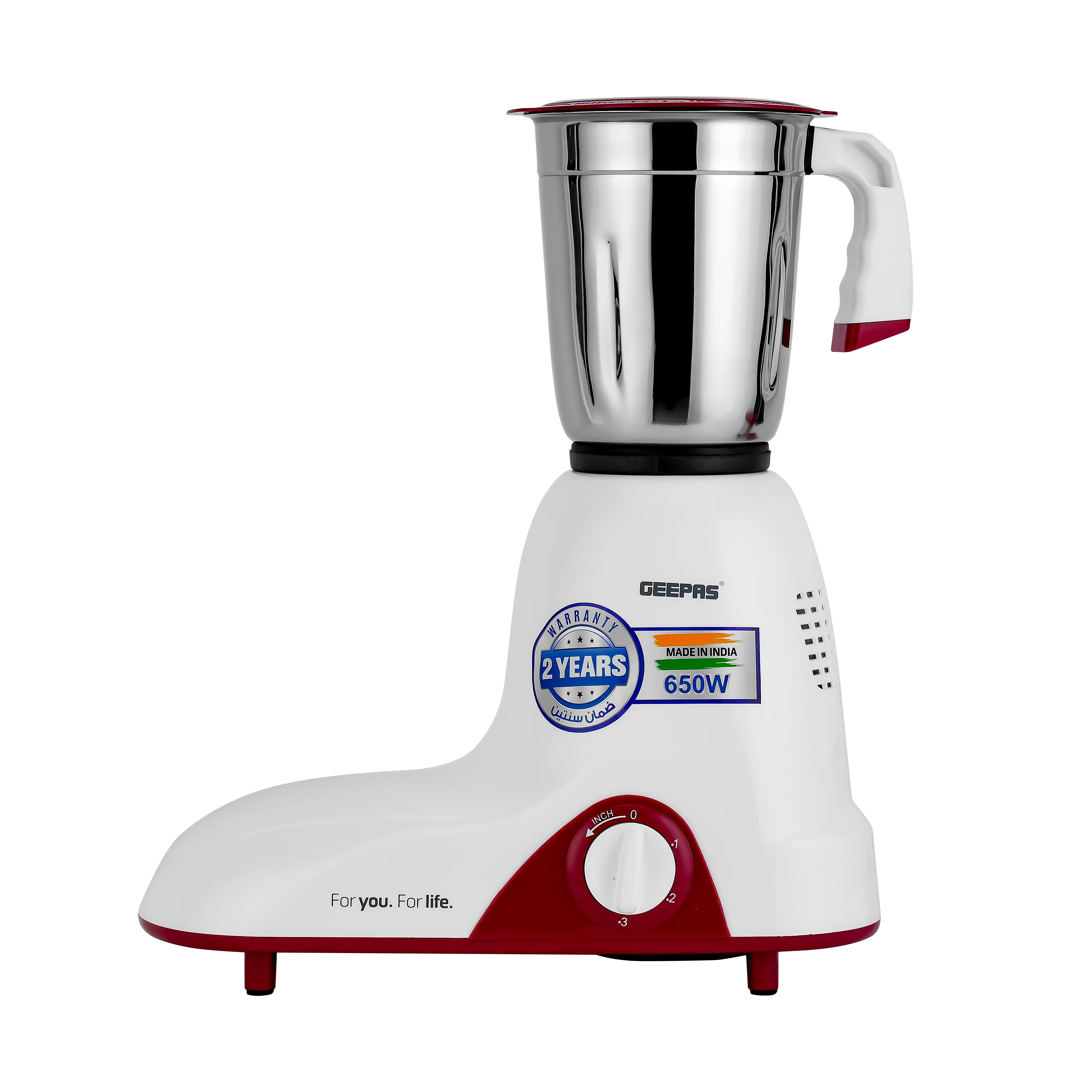 Geepas 3-IN-1 Mixer Grinder- GSB44094| 650W|  Stainless Steel Jars and Blades | Tetra Flow Technology | Overload Protector| 3 Jars| 3 Speed Control|  2 Years Warranty - Image 5