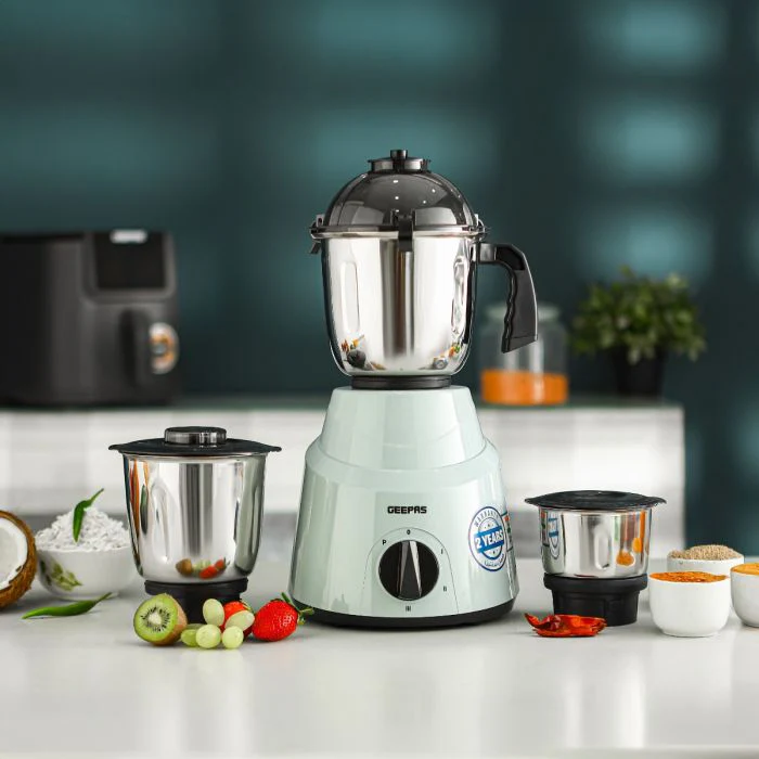 Geepas 3-in-1 Mixer Grinder GSB44100 | 800W, 1.5L| 1.0L & 0.5L Stainless Steel Jars| Tetra Flow Technology | 3 Speed Control | Overload Protector | 2 Years Warranty - Image 2
