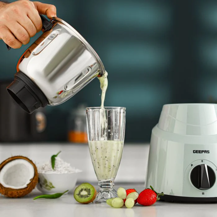 Geepas 3-in-1 Mixer Grinder GSB44100 | 800W, 1.5L| 1.0L & 0.5L Stainless Steel Jars| Tetra Flow Technology | 3 Speed Control | Overload Protector | 2 Years Warranty - Image 4