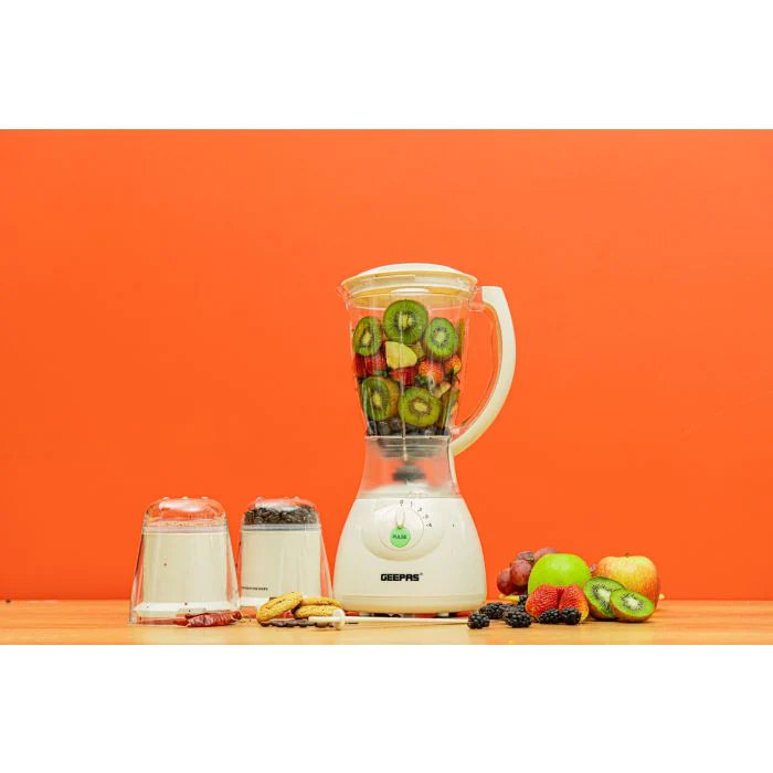 Geepas 400W | 3 in 1 Multifunctional Blender | Safety lock | Stainless Steel Blades| 4 Speed with Pulse | 1.5L Jar| Over Heat Protection | Coffee Grinder & Smoothie Maker - Image 3