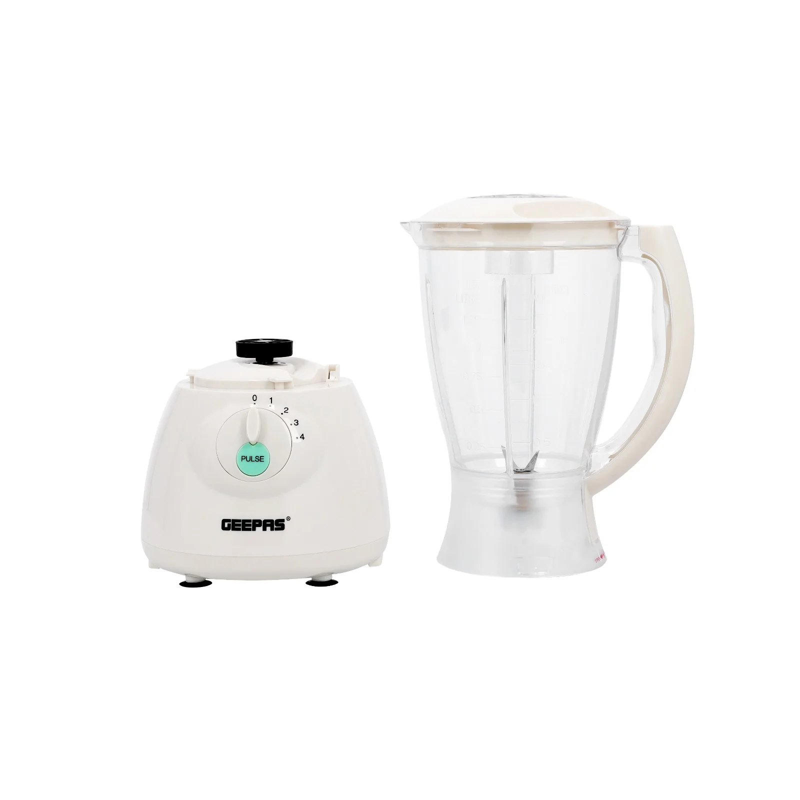 Geepas 400W | 3 in 1 Multifunctional Blender | Safety lock | Stainless Steel Blades| 4 Speed with Pulse | 1.5L Jar| Over Heat Protection | Coffee Grinder & Smoothie Maker - Image 4