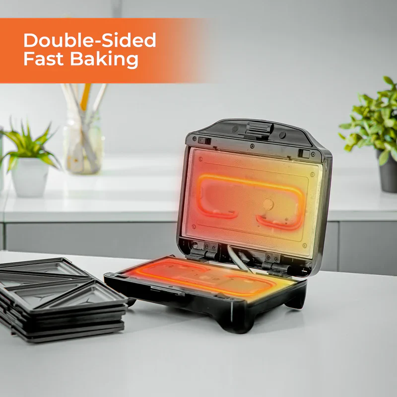 Geepas 3-in-1 Sandwich Maker GSM5425 | 750W Powerful Performance | Includes Grill & Waffle Plates| Non-Stick Coating| Compact Design| Easy Cleaning | 2-Year Warranty - Image 3