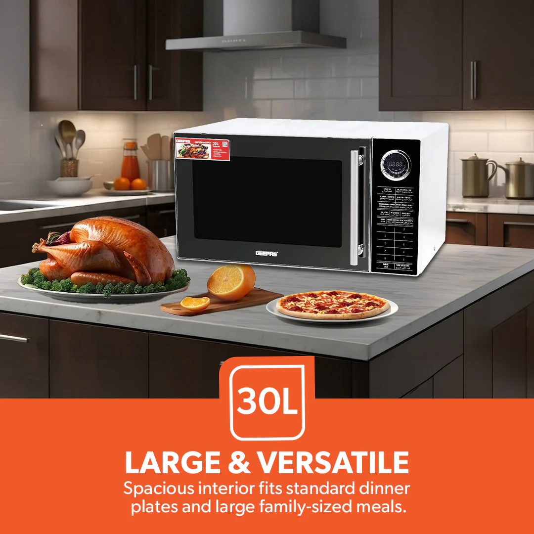 Geepas 30L Convection Microwave Oven  GMO2706CB | Grill, Microwave & Convection Functions | Digital Control | Multi-Stage Cooking | 1400W Power |  1-Year Warranty - Image 3