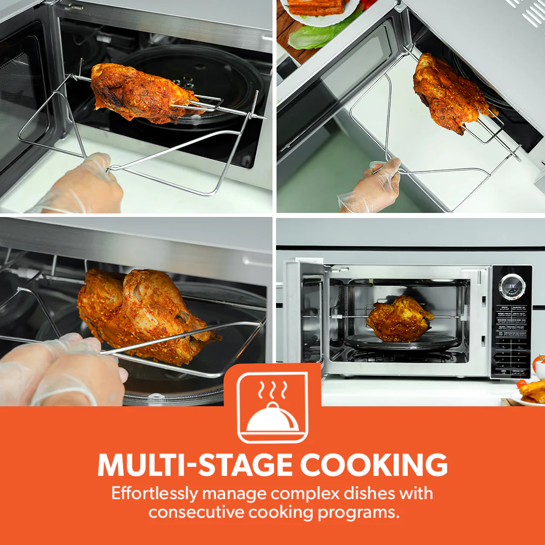 Geepas 30L Convection Microwave Oven  GMO2706CB | Grill, Microwave & Convection Functions | Digital Control | Multi-Stage Cooking | 1400W Power |  1-Year Warranty - Image 6