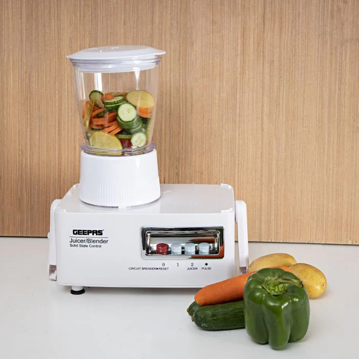 Geepas 4-in-1 Food Processor | Blender Juicer | 600W motor | 2-Speed with Pulse Function & Safety Interlock | 600W | Juicer,  Blender, Mixture & Coffee Mill Included - Image 3