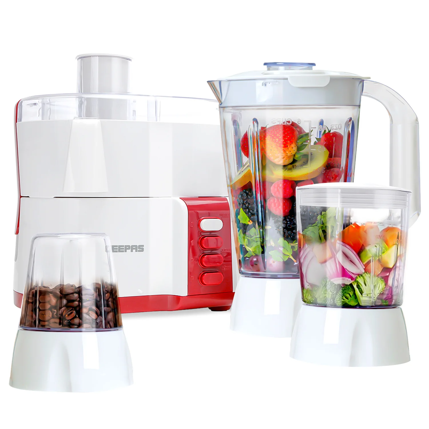 Geepas 4-in-1 Food Processor GSB9890 |600W Powerful Motor, 2 Speed with Pulse Control, Safety Interlock System, Circular Feed Tube, Durable Stainless Steel Filter & Blade