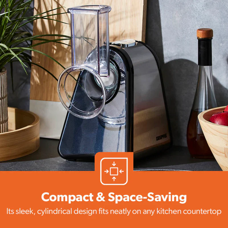 Geepas 4-in-1 Salad Maker GSM63022UK | 200W Powerful Motor | 4 Stainless Steel Cones for Effortless Slicing| Shredding, Grating & Grinding | Easy to Use | 2-Year Warranty - Image 5