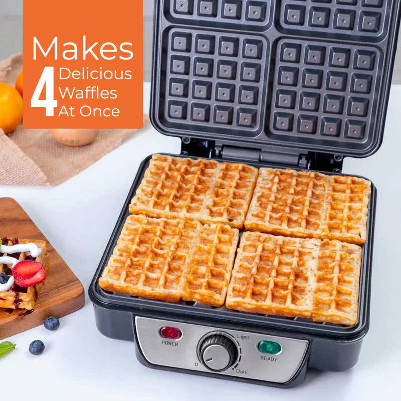 Geepas 4 Slice Waffle Maker GWM36503UK | 1100W Power | Non-Stick Coating Plates | Adjustable Temperature Control | Cool Touch Housing |  Durable | 2 Years Warranty - Image 3