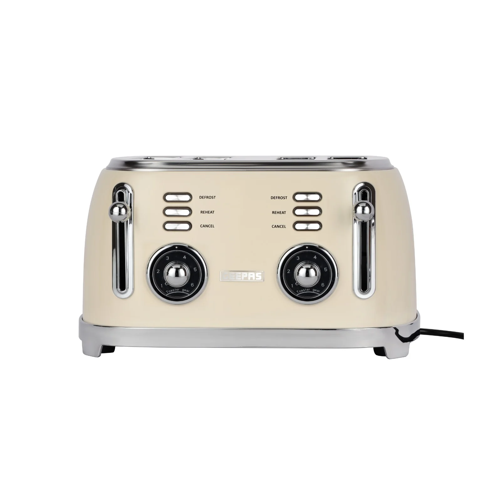Geepas 4 Slice Toaster GBT36564UK-CR | 1500W Powerful Toaster with 6 Adjustable Browning Levels, Defrost, Reheat & Cancel Functions, Removable Crumb Tray, Cord Storage - Image 2