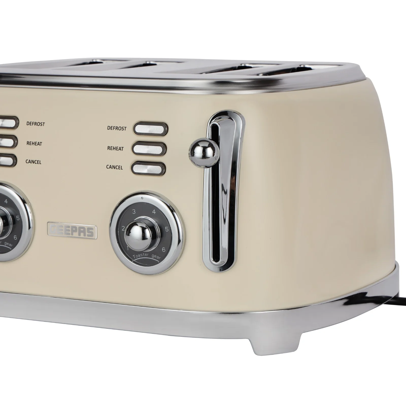 Geepas 4 Slice Toaster GBT36564UK-CR | 1500W Powerful Toaster with 6 Adjustable Browning Levels, Defrost, Reheat & Cancel Functions, Removable Crumb Tray, Cord Storage - Image 5