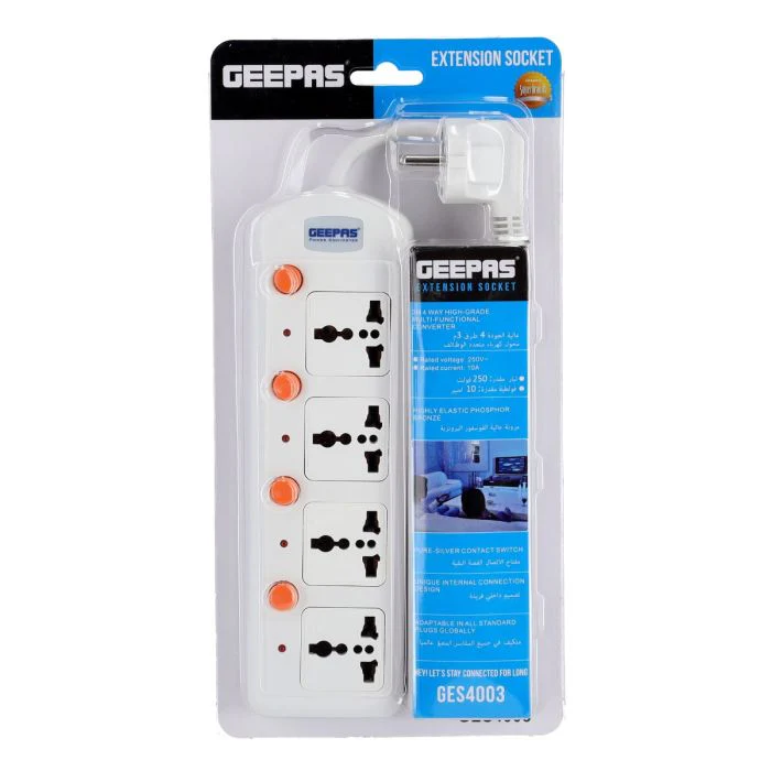 Geepas 4 Way Extension Board VDE Plug with Individually On/Off Switch GES4003-VDE- Power Extension Socket -Multi Plug Power Cable - Image 3