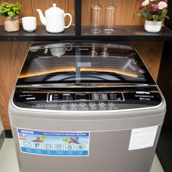 Geepas 420W Fully Automatic Top Loader Washing Machine 8kg - Auto-Imbalance, Gentle Fabric Care, Fuzzy Logic, Anti Vibration & Noise, Child Lock, Led Display, Stainless Steel Drum - Image 4