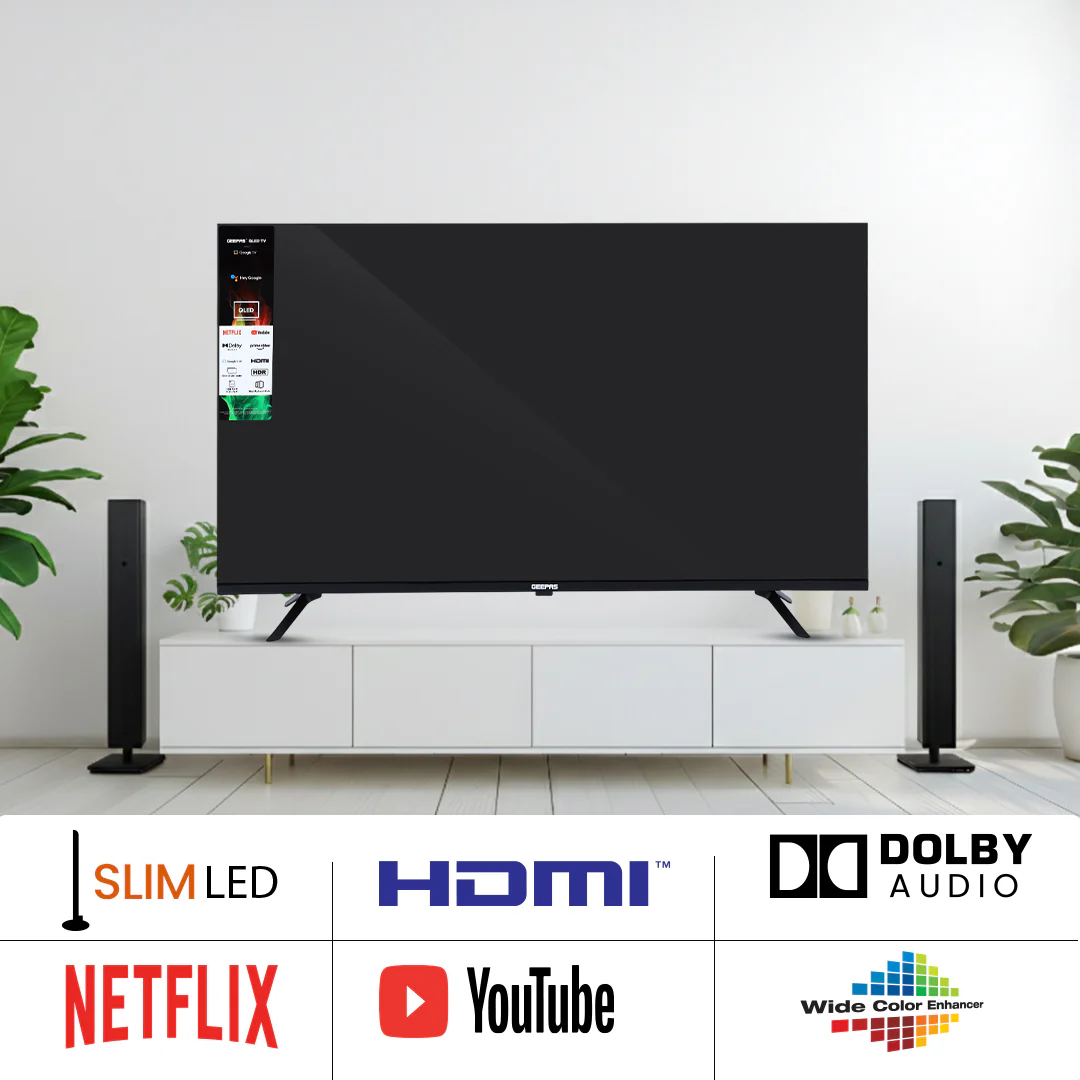 Geepas 43 Inch FHD QLED Google TV GLED4325GTQLD | Dolby Audio | Google TV OS | Built-in Wi-Fi & Bluetooth | HDMI & USB Connectivity | Voice Control | 1 Year warranty - Image 4