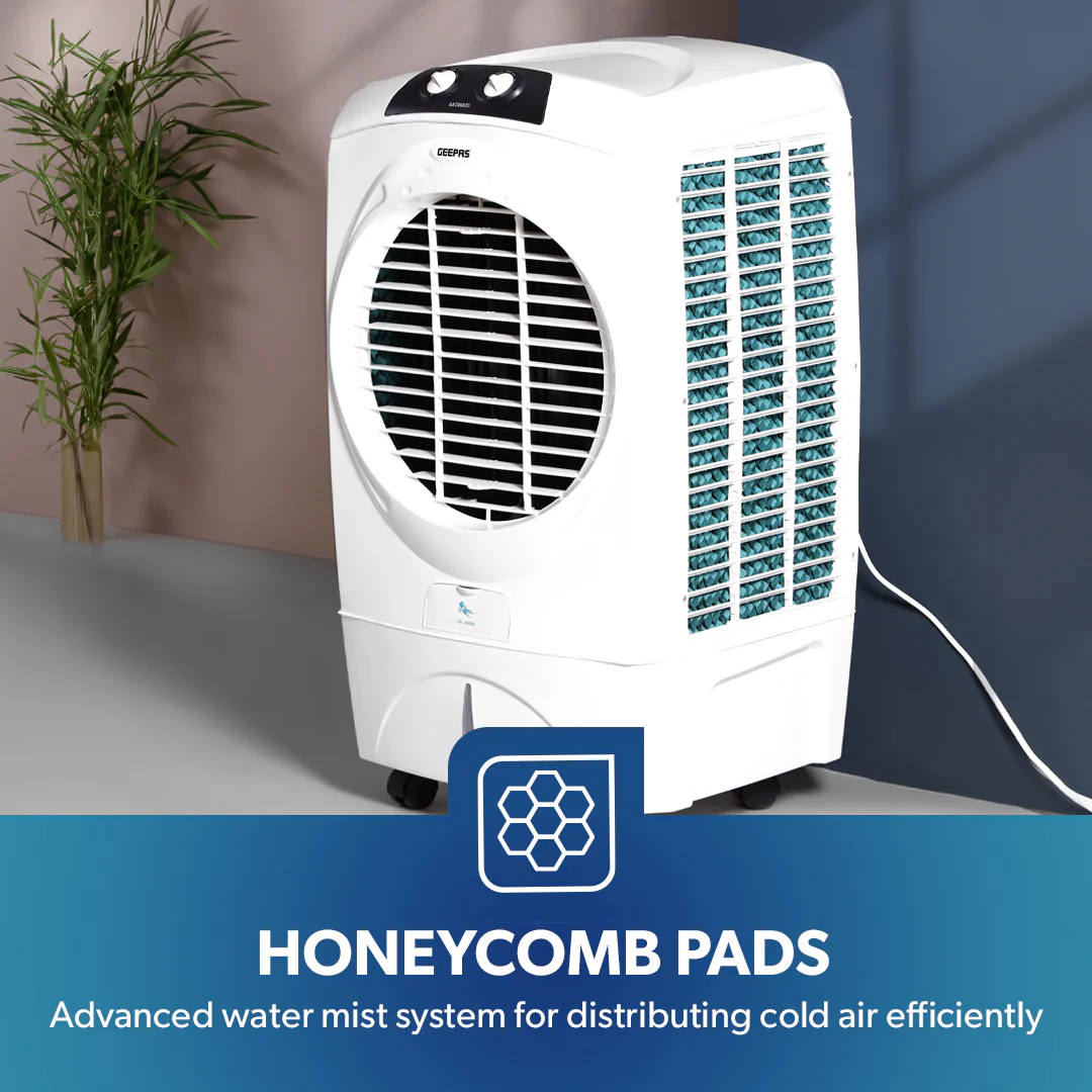 Geepas GAC9603 Air Cooler | 45L Large Capacity with Powerful Airflow | Efficient Honeycomb Cooling Pads| Adjustable Speed |  Water Level Indicator| 2 Years Warranty - Image 3