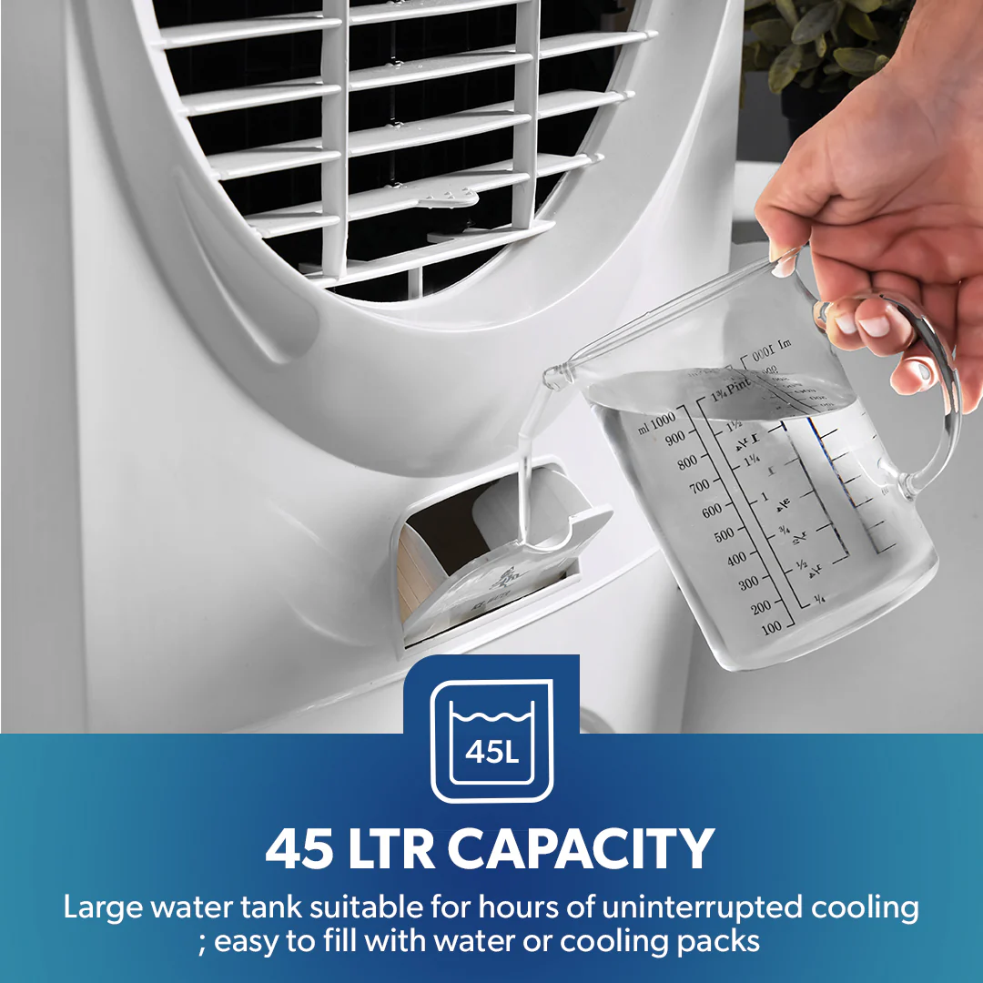 Geepas GAC9603 Air Cooler | 45L Large Capacity with Powerful Airflow | Efficient Honeycomb Cooling Pads| Adjustable Speed |  Water Level Indicator| 2 Years Warranty - Image 4