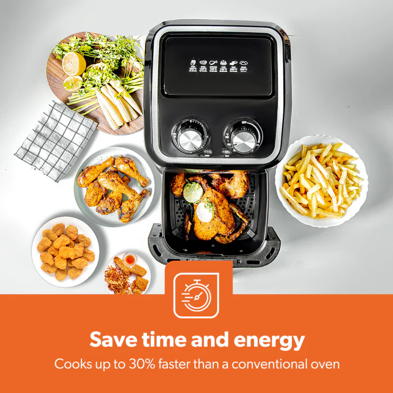 Geepas Air Fryer- GAF37528| 1600W, 5 L Capacity| Equipped with VORTX Air Frying Technology, Oil Free Cooking| Adjustable Timer and Temperature, 1-30 Minutes Timer - Image 4