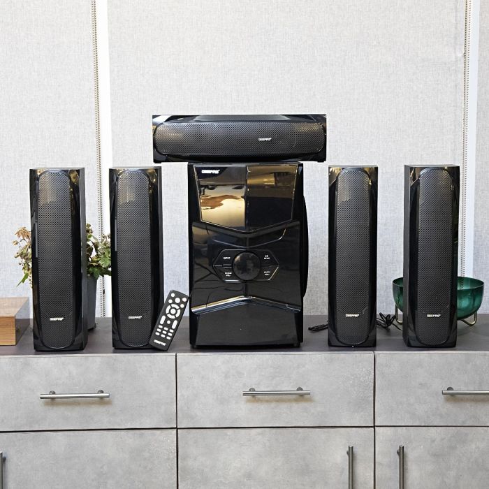Geepas 5.1 Channel Multimedia Speaker System with Remote Control- GMS8578| FM Radio, Bluetooth, USB Input, SD Card Reader, Karaoke Function| LED Display - Image 3