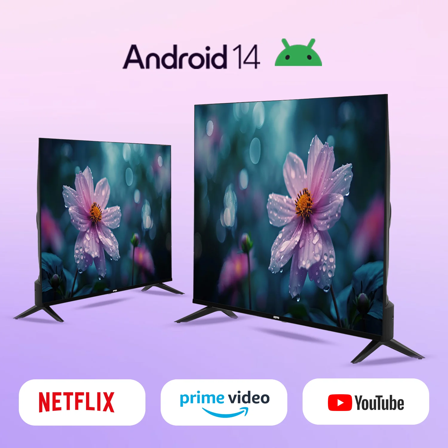 Geepas 50" Ultra HD LED TV- GLED5029TSUHD/ Smart Design| Frameless| Android 14| HDMI and USB Ports/ Full Color Optimizer| Brightness Contrast| Energy Saving Technology - Image 3