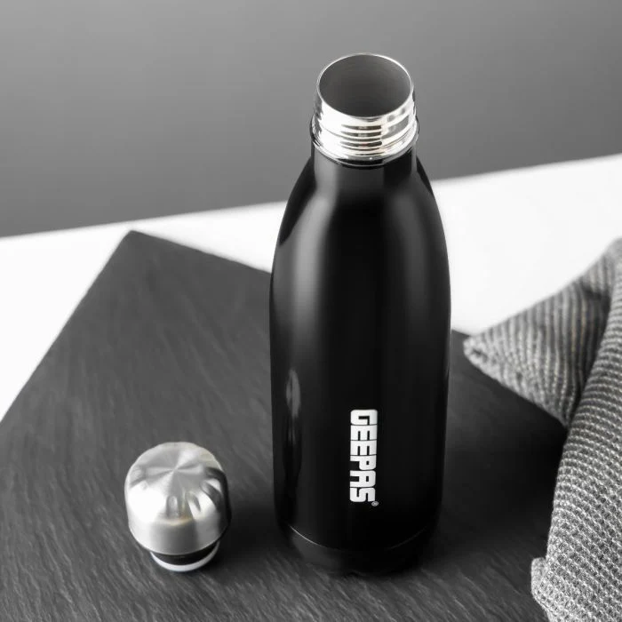 Geepas 500 ML Stainless Steel Vacuum Flask- GVF27019| Double Wall Insulation for Hot and Cold Beverages| Comfortable to Hold and Easy to Carry| Suitable for Indoor and Outdoor Use| 2 Years Warranty, Black - Image 2