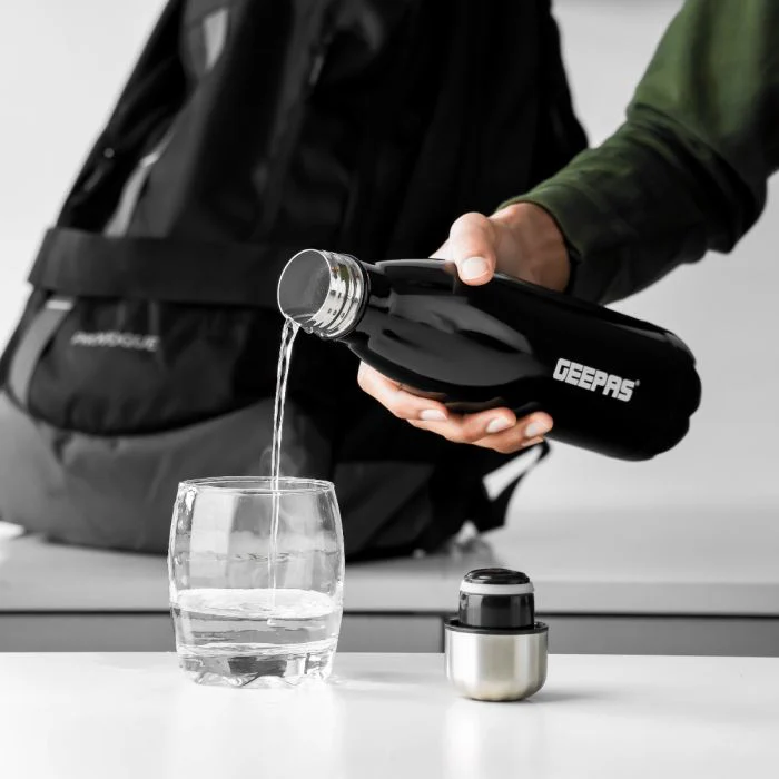 Geepas 500 ML Stainless Steel Vacuum Flask- GVF27019| Double Wall Insulation for Hot and Cold Beverages| Comfortable to Hold and Easy to Carry| Suitable for Indoor and Outdoor Use| 2 Years Warranty, Black - Image 3