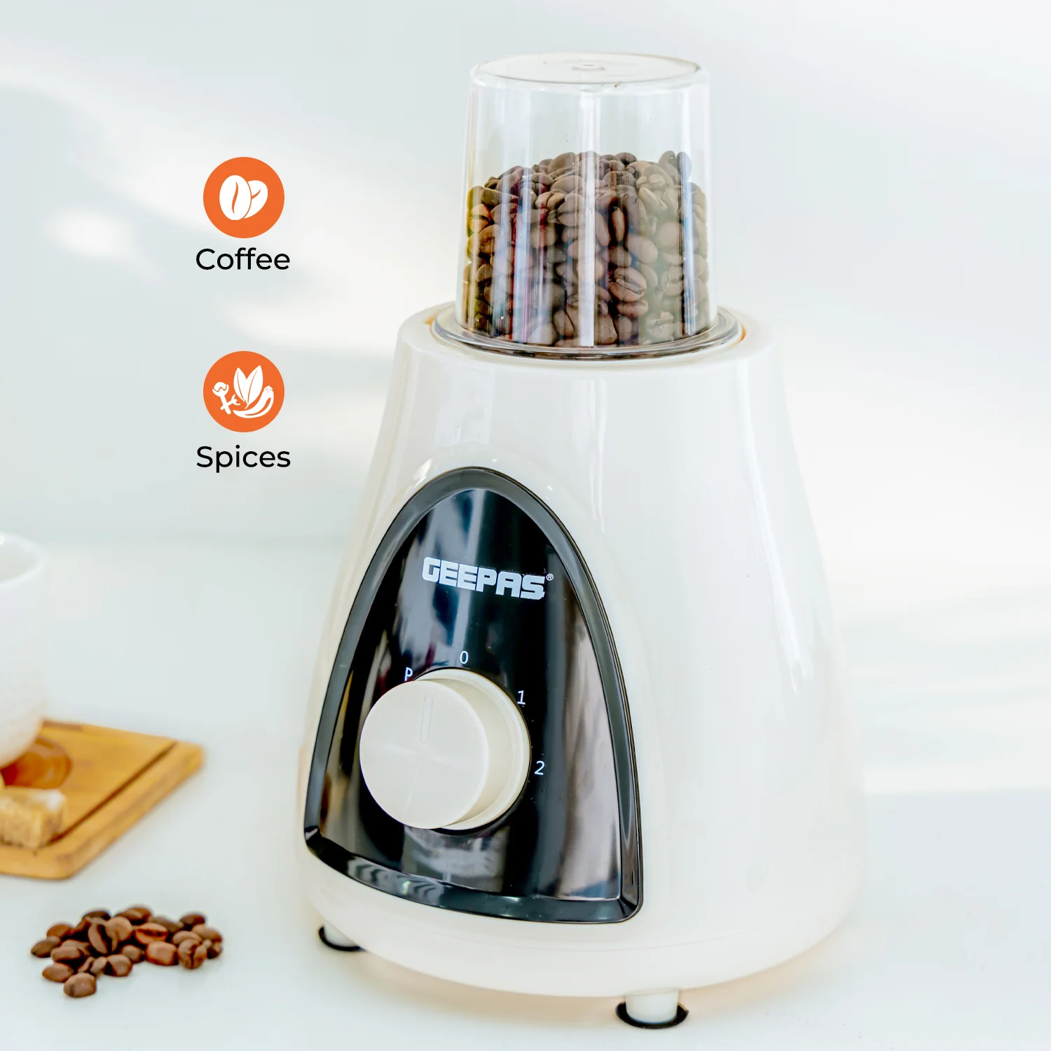 Geepas GSB5485 500W 2 in 1 Blender - Stainless Steel Blades, 2 Speed Control with Pulse | Overheat Protection| Ice Crusher, Chopper, Coffee Grinder & More - Image 3