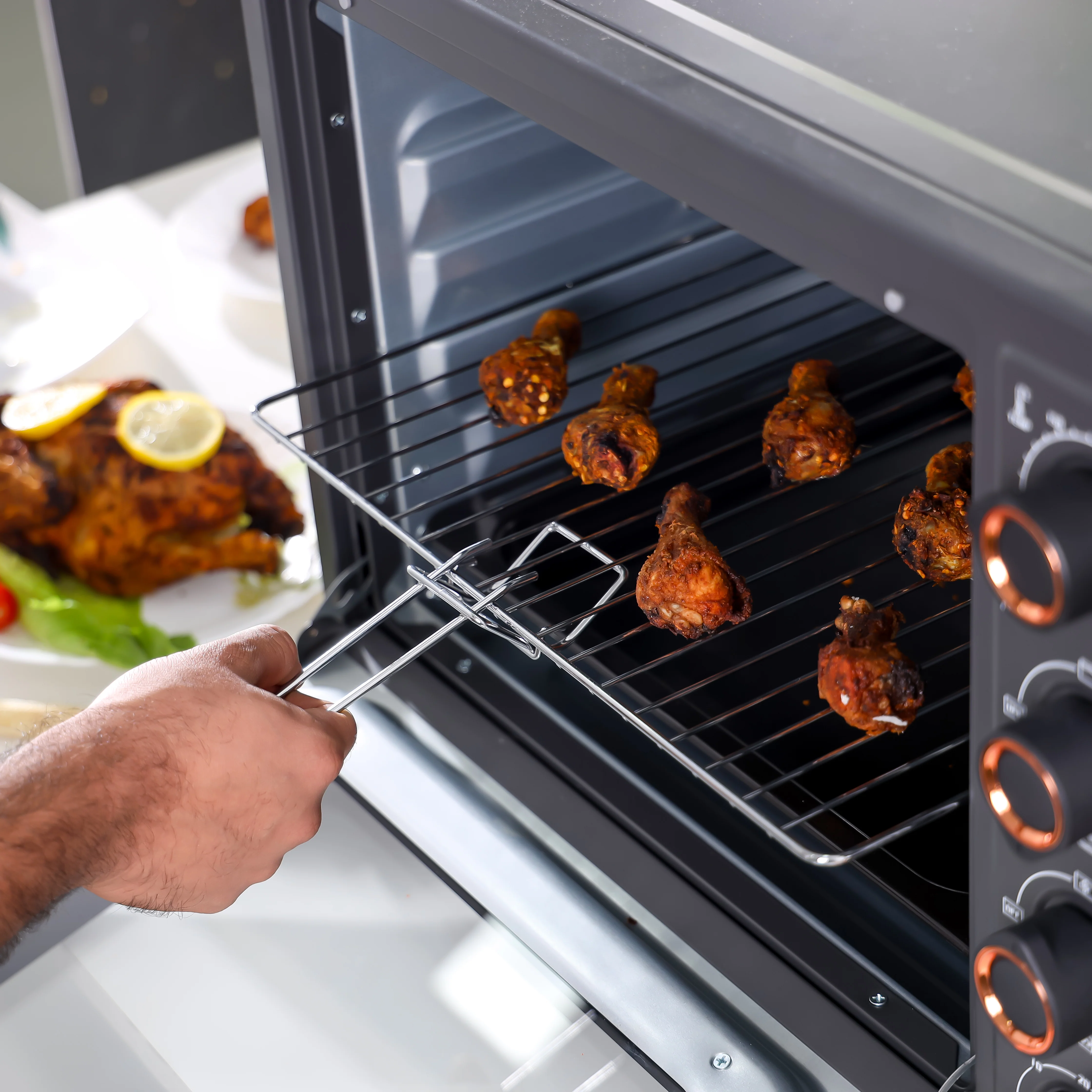 Geepas Electric Oven-GO34060  with Rotisserie & Convection | 58L Capacity|  Double Glass Door|  60-Min Timer|  Adjustable Temperature |  2100W Power |  2-Year Warranty - Image 5
