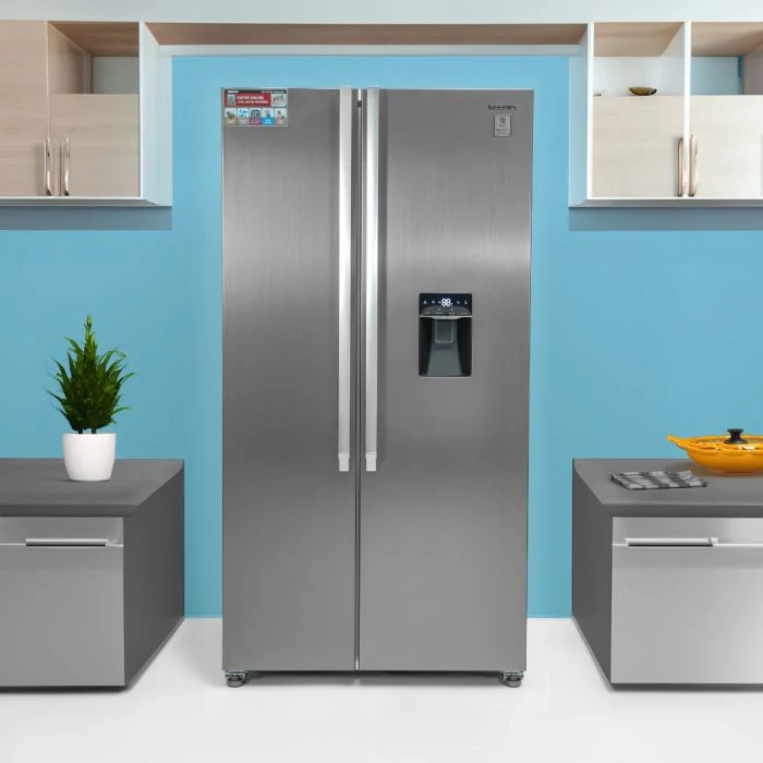 Geepas 670 Liter Side by Side Refrigerator- GRFS6622SWXHN/ Multi-Airflow with Interior Light and Unbreakable Glass Shelves/ Large Space and Inverter Compressor with Smart Cooling - Image 2