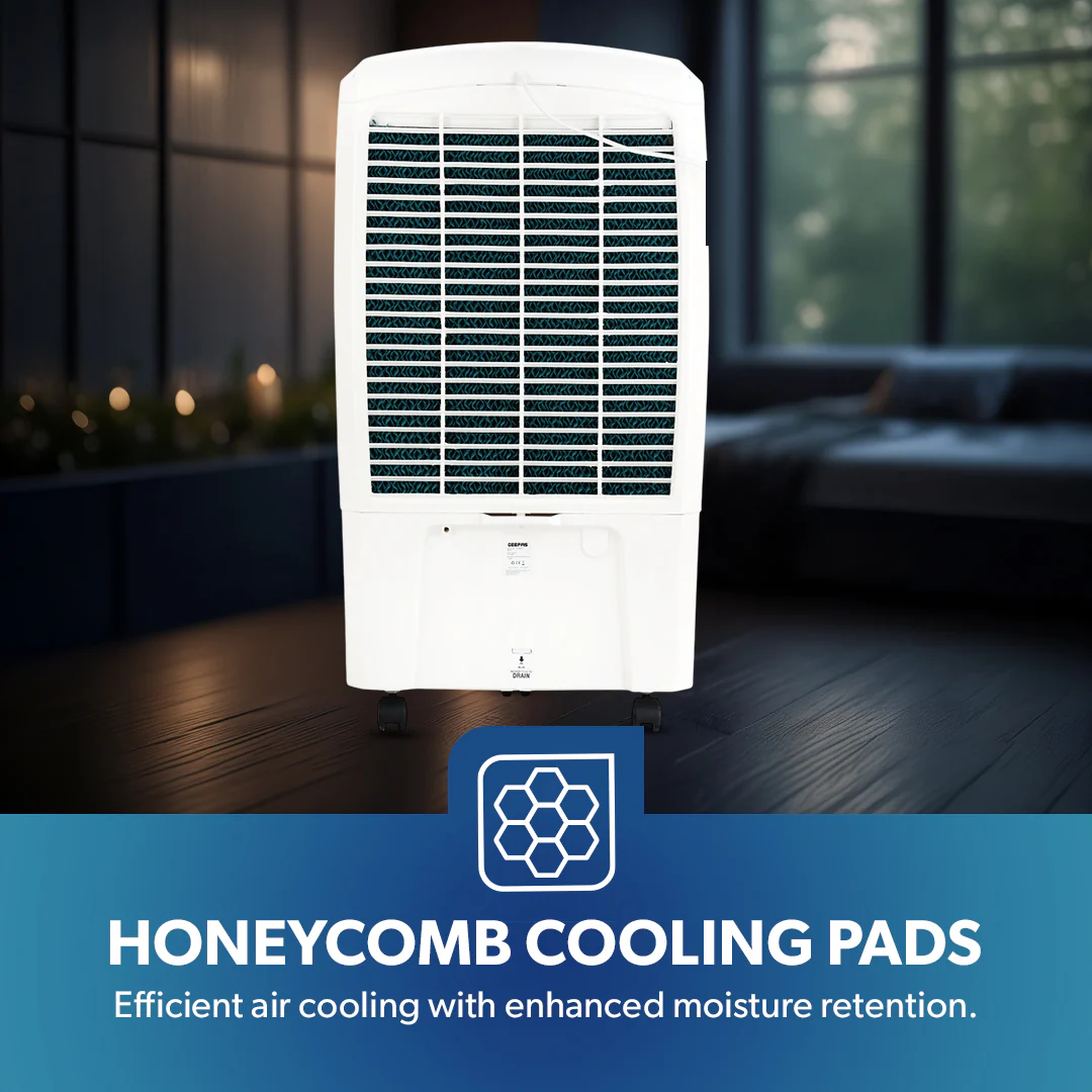 Geepas GAC9602 Air Cooler | 70L Large Water Tank| 150W Power Consumption| Efficient Honeycomb Cooling Pads| Rust Proof Fan| High Airflow Performance| 2 Years Warranty - Image 3