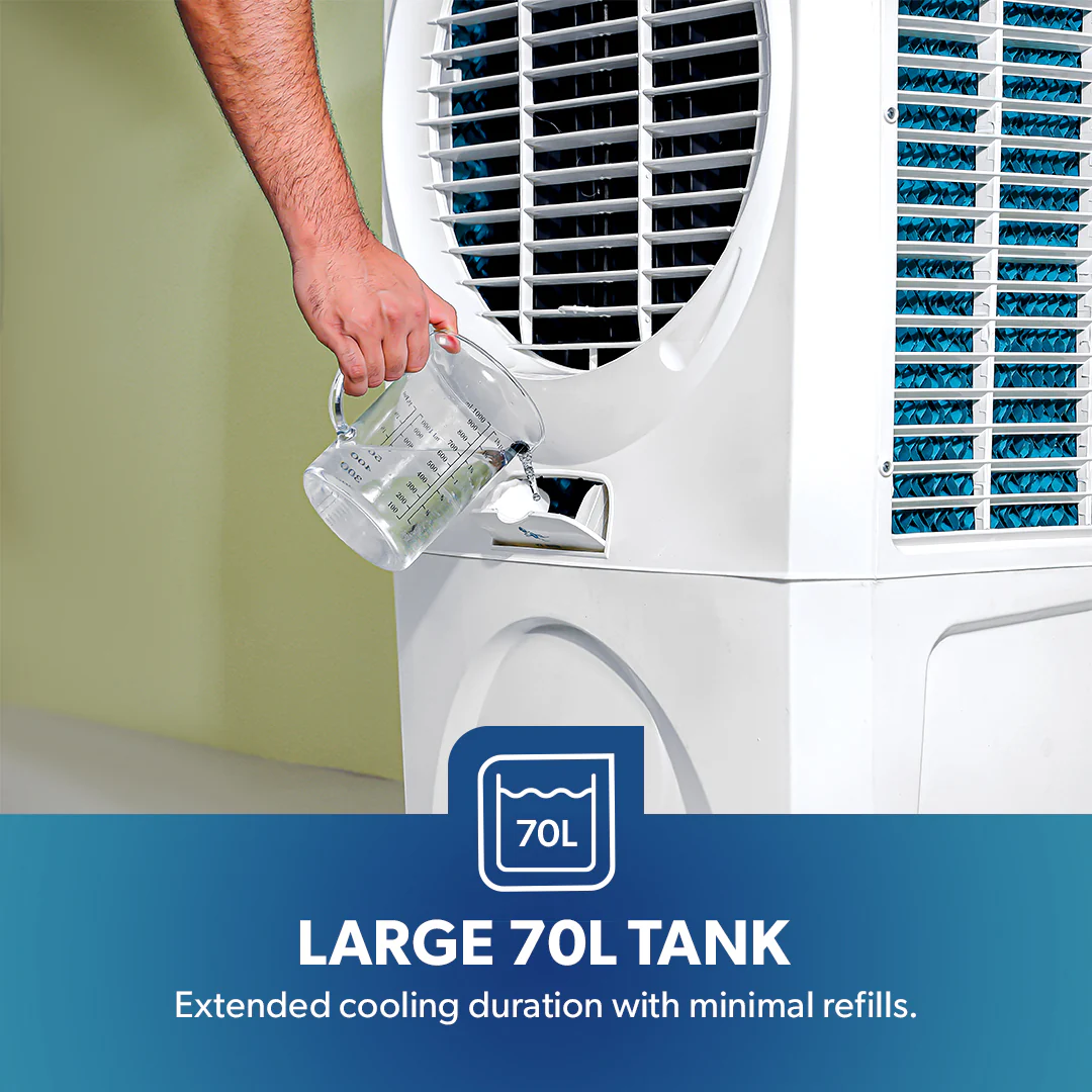 Geepas GAC9602 Air Cooler | 70L Large Water Tank| 150W Power Consumption| Efficient Honeycomb Cooling Pads| Rust Proof Fan| High Airflow Performance| 2 Years Warranty - Image 4