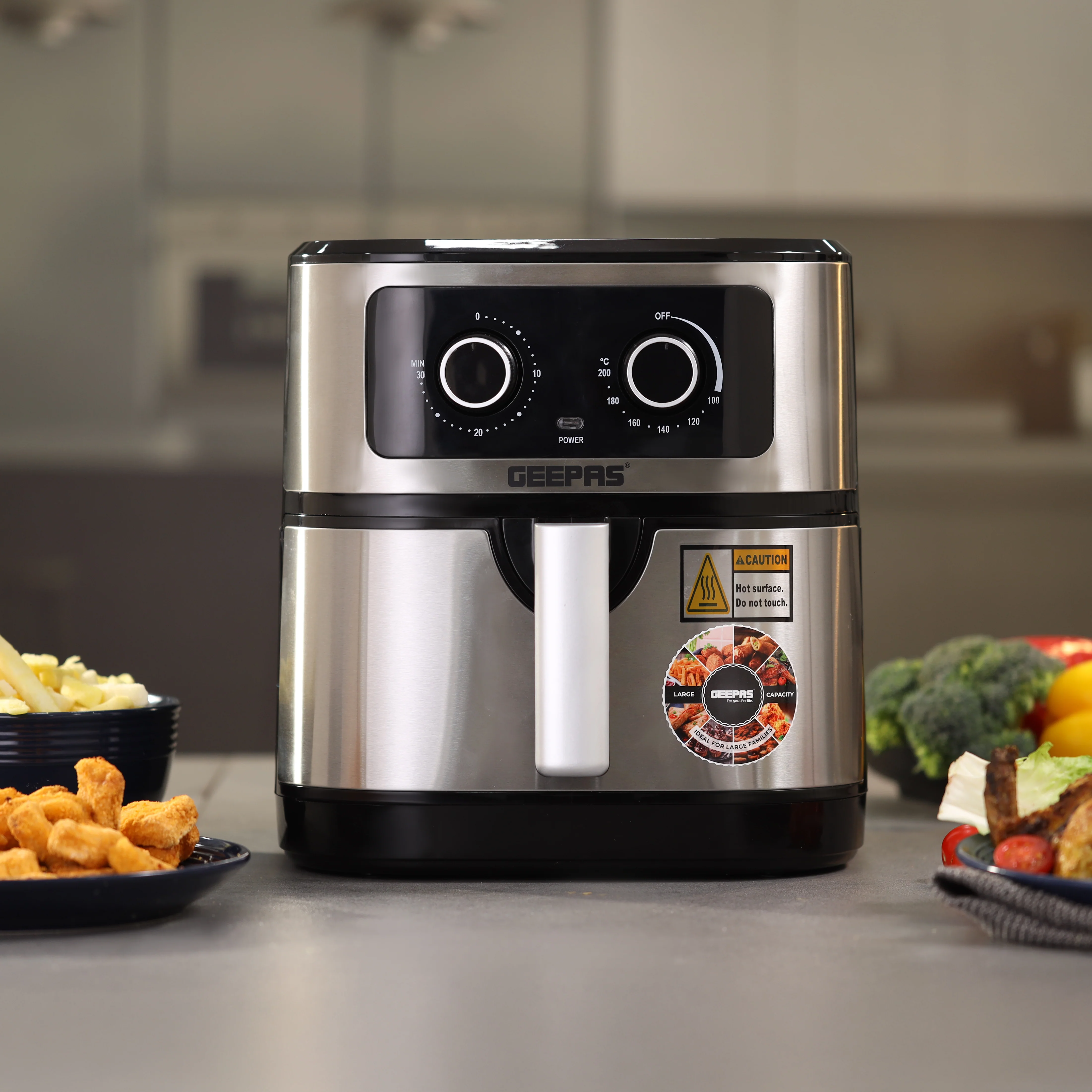 Geepas 7L Digital Air Fryer GAF37506 | 1800W Powerful Performance | Oil-Free Cooking with VORTEX Fast Technology | 30-Minute Timer | Large Capacity for Families - Image 2