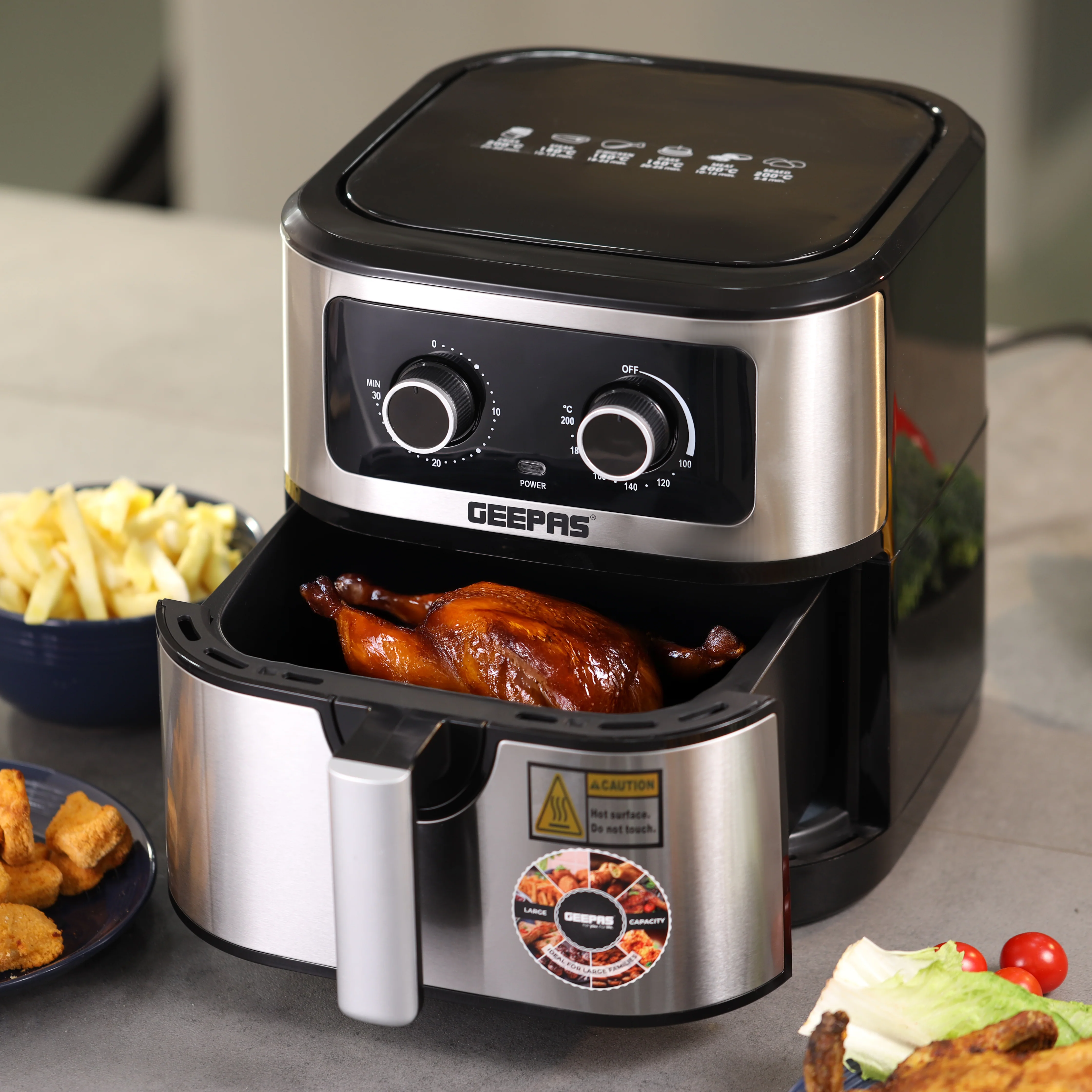 Geepas 7L Digital Air Fryer GAF37506 | 1800W Powerful Performance | Oil-Free Cooking with VORTEX Fast Technology | 30-Minute Timer | Large Capacity for Families - Image 5