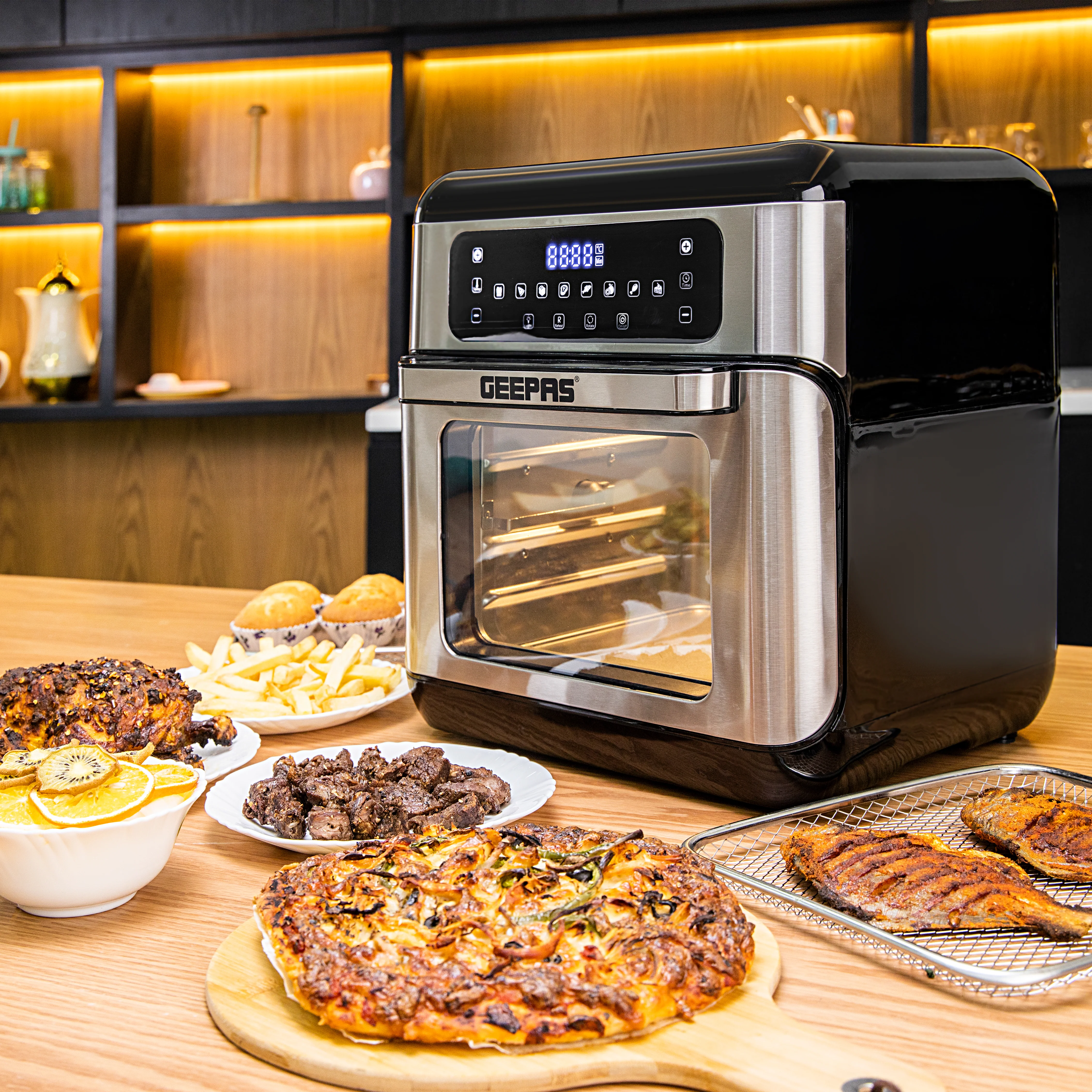 Geepas 1500W Air Fryer Oven Digital 9-in-1 Convection Air Fryer -Toaster Oven Combo Rotisserie & Dehydrator |  Oil-Free Countertop Oven | 90 min Timer |2 Years Warranty - Image 3