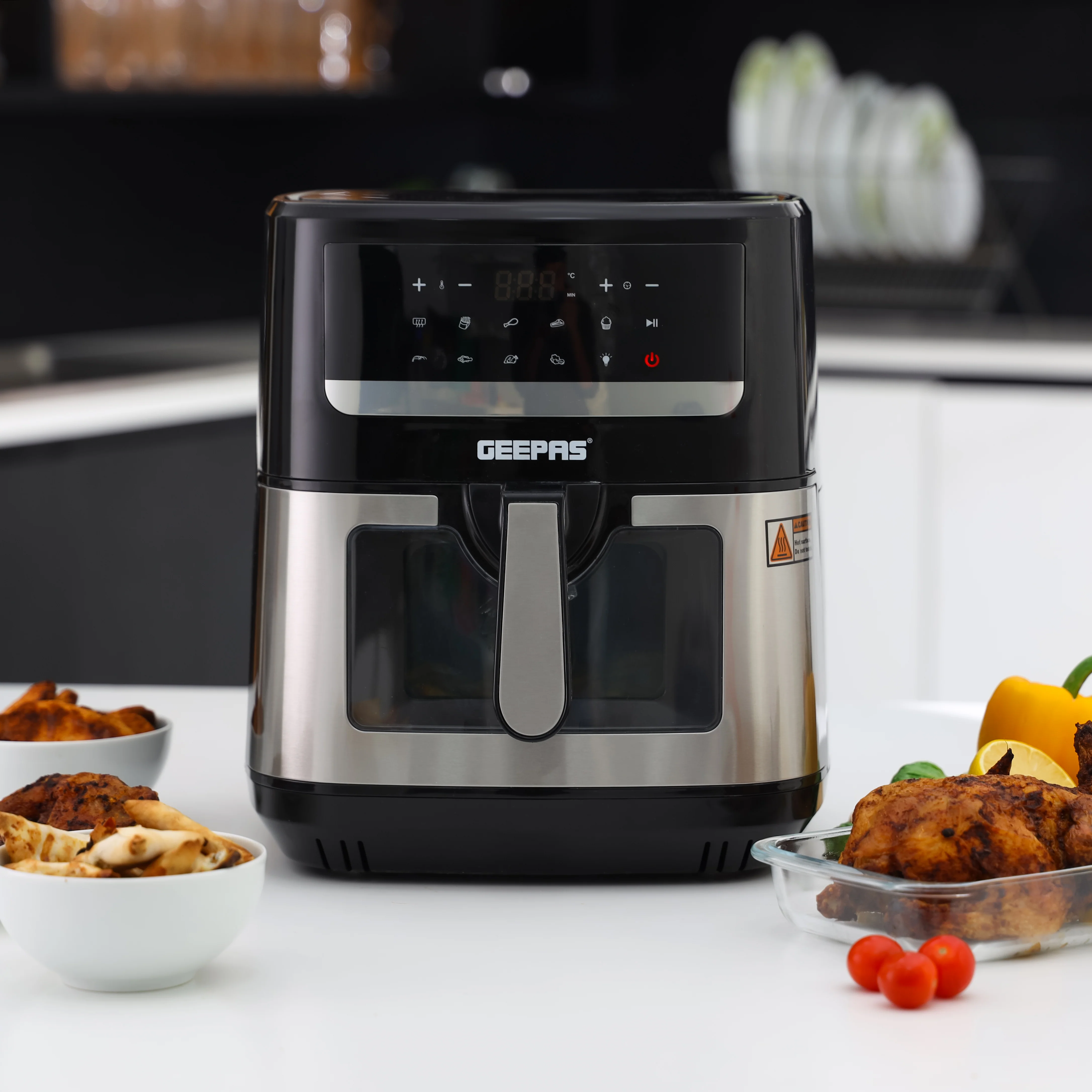 Geepas Double Heating Digital Air Fryer GAF37544 | 9.2L| Vortex Frying Technology| Digital Display| 1–60 Min Timer| 50–200°C| 9 Preset Programs|2 Years Warranty - Image 2