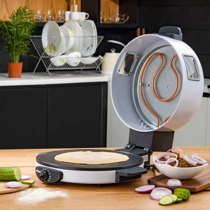 Geepas Arabic Bread Maker, 30cm Non-Stick Baking Plate, GBM63036 | Halogen Tube & Stainless Steel Heating Coil | Adjustable Double Thermostat for Perfect Cooking - Image 5