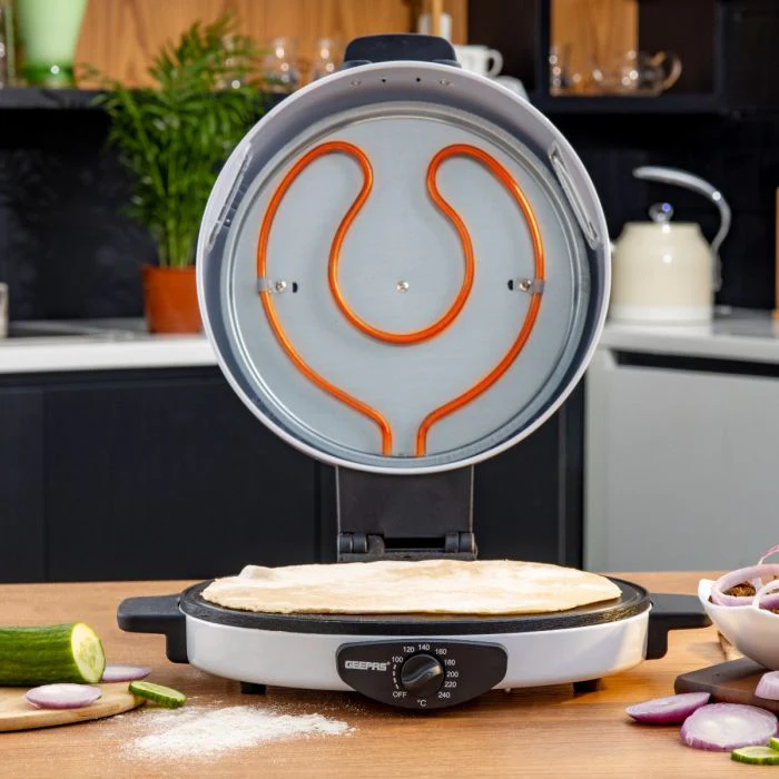 Geepas Arabic Bread Maker, 30cm Non-Stick Baking Plate, GBM63036 | Halogen Tube & Stainless Steel Heating Coil | Adjustable Double Thermostat for Perfect Cooking - Image 7