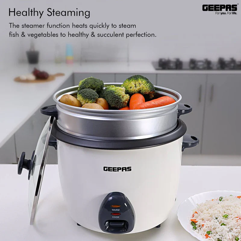 Geepas Automatic Rice Cooker GRC35011 | 1.5L Capacity | 500W Power | 3-in-1 Function Cook, Steam & Keep Warm | Durable Non-Stick Inner Pot | 2 Years Warranty - Image 3